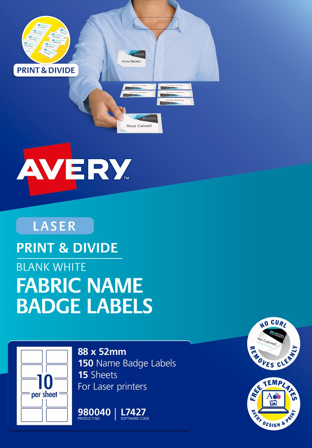 fabric print divide name badges labels 980040 avery australia