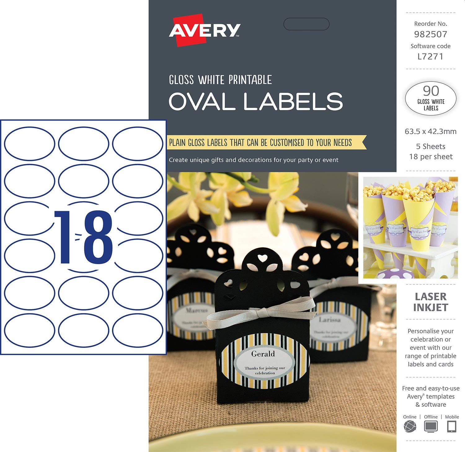 glossy oval labels 982507 avery australia avery 18 labels per sheet