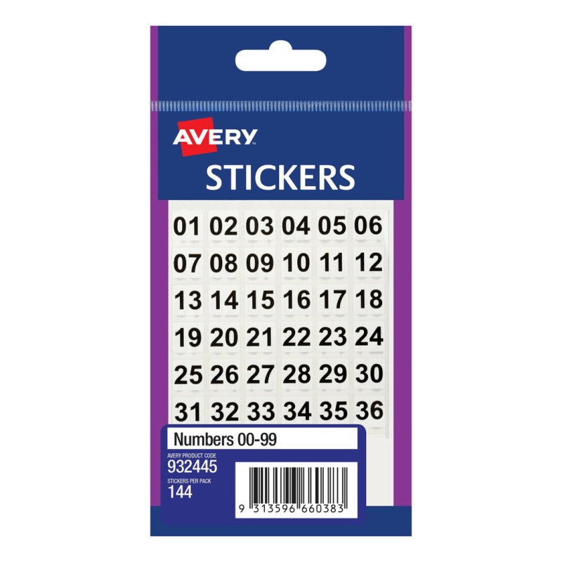 Avery Ruler Less Numbers Coloured Labels | Identification & Filing Labels | Avery