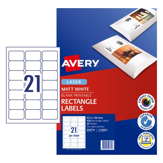 Matt Photo Quality Multi-Purpose Labels 959774 Content: 420 Labels / 20 Sheets