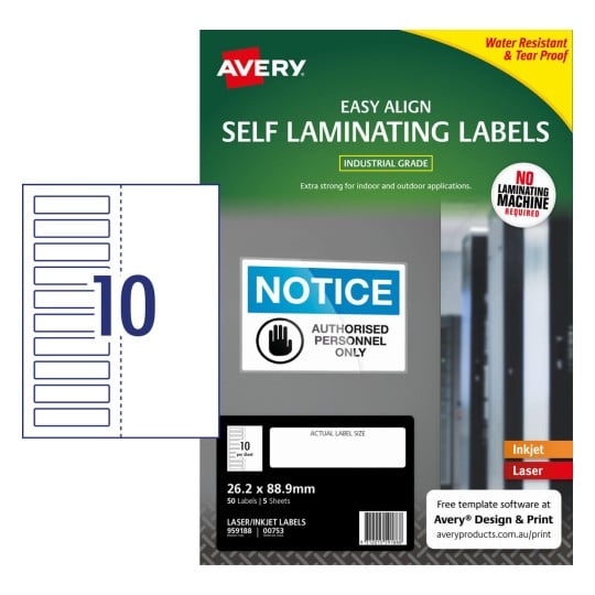 Self Laminating Labels 959188 Content: 50 Labels / 5 Sheets