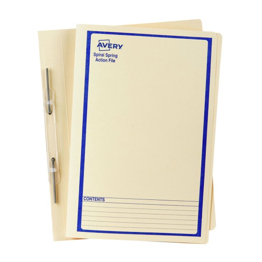 Buff Spiral Spring Action File with Blue Print 86524