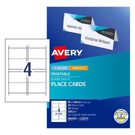 Folded Place Cards 982503 Content: 40 Cards / 10 Sheets
