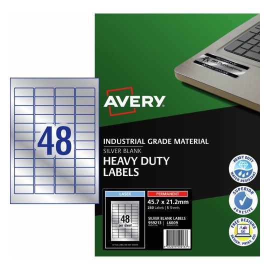 Silver Heavy Duty Labels 959213 Content: 240 Labels / 5 Sheets