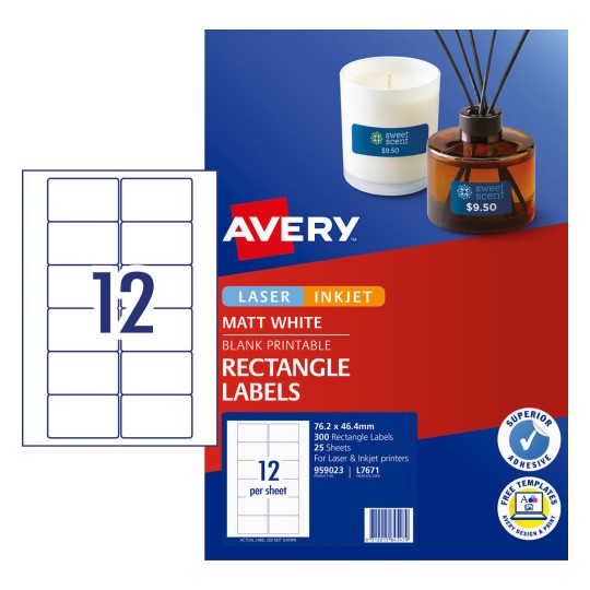 Permanent Multi-purpose Labels 959023 Content: 300 Labels / 25 Sheets