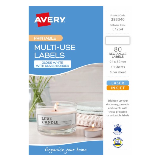 Multi-Use Labels With Silver Border 393340