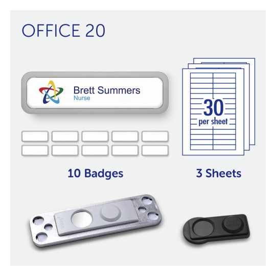 badgepoint Office 20 Name Badge, Steel Coated Frame with Extra Strong Magnetic Fastener BP99112