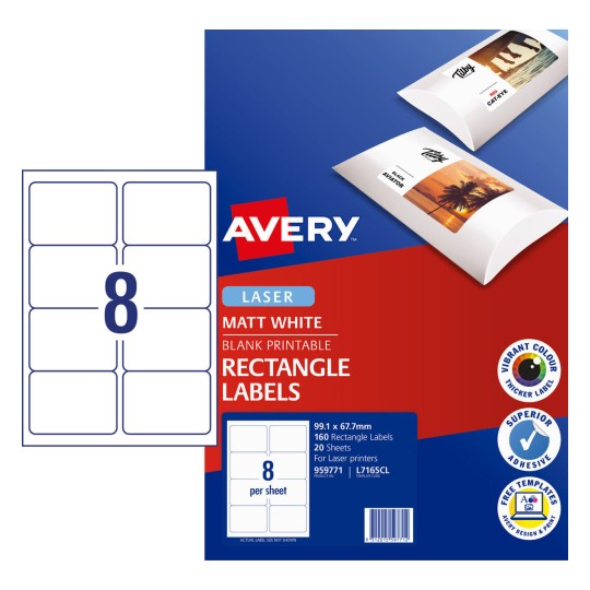 Matt Photo Quality Multi-Purpose Labels 959771 Content: 160 Labels / 20 Sheets