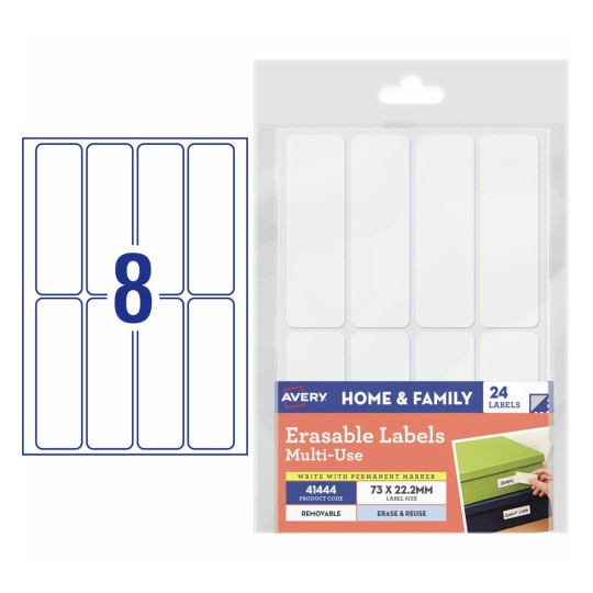 Erasable Multi-Use Removable Labels 41444 Content: 24 Labels / 3 Sheets