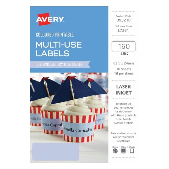 Sky Blue Coloured Labels 393210