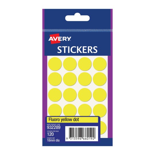 Fluoro Yellow Dot Stickers 932289