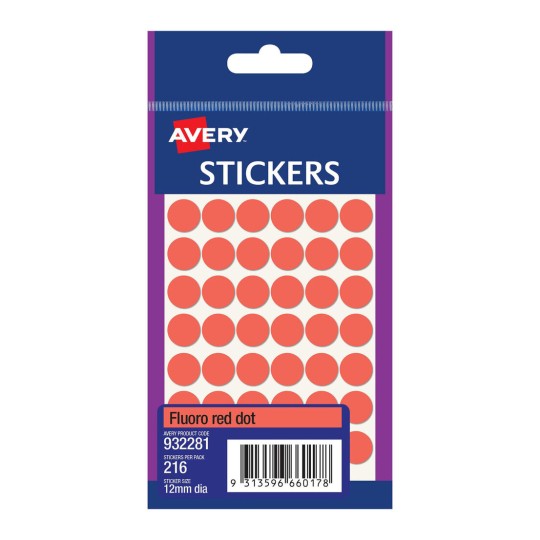 Fluoro Red Dot Stickers 932281