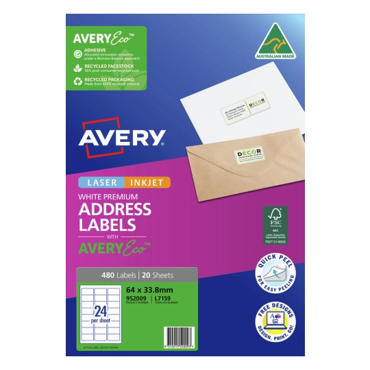 Premium Address Labels with AveryEco™ 952009