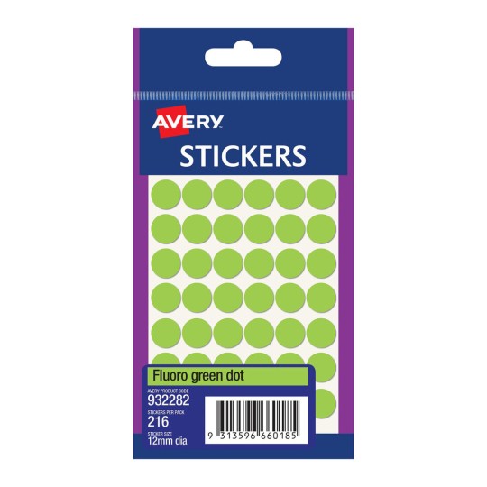 Fluoro Green Dot Stickers 932282