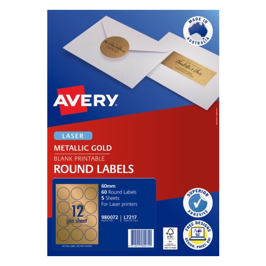 Avery Gold Round Labels | 980072 | Avery Australia