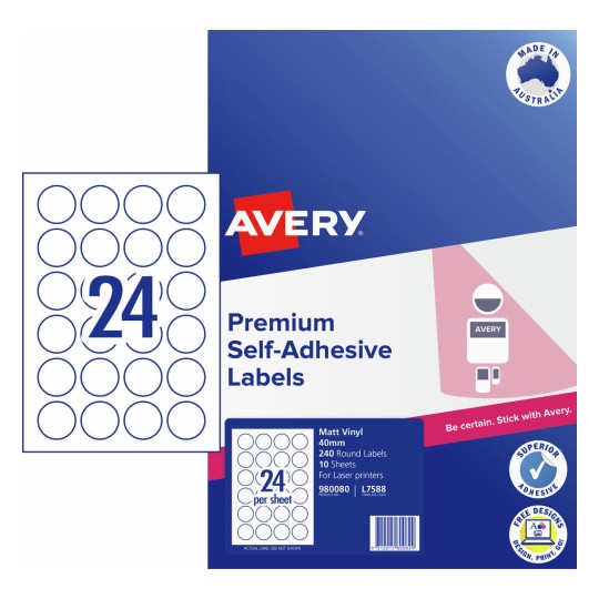 Durable Round Labels 980080 Content: 240 Labels / 10 Sheets