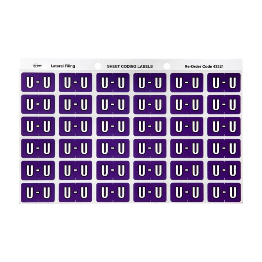 U Side Tab Colour Coding Labels 43321
