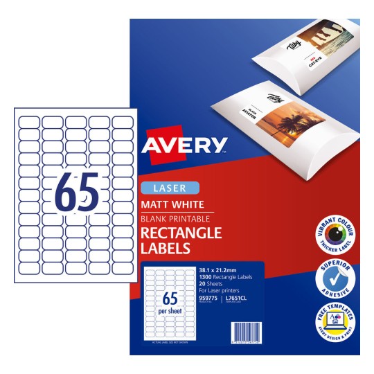 Matt Photo Quality Multi-Purpose Labels 959775 Content: 1300 Labels / 20 Sheets