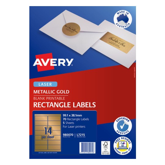Avery Gold Rectangle Labels | 980070 | Avery Australia