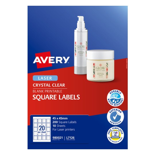 Crystal Clear Square Labels 980021