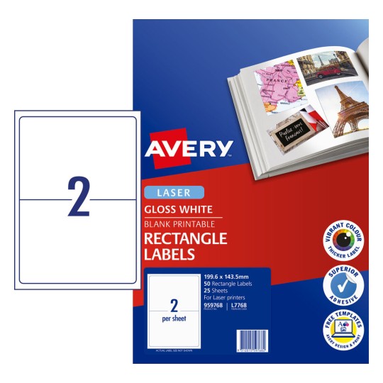 Glossy Photo Quality Multi-Purpose Labels 959768 Content: 50 Labels / 25 Sheets
