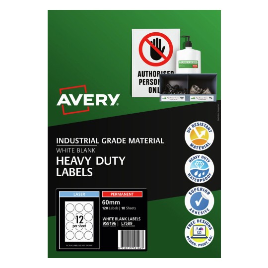 White Heavy Duty Labels 959196