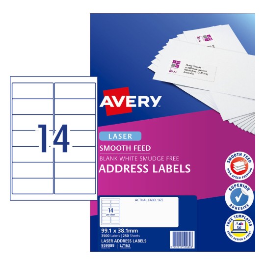 Address Labels with Smooth Feed 959089 Content: 3500 Labels / 250 Sheets