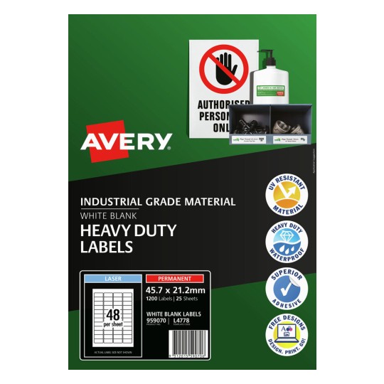 White Heavy Duty Labels 959070