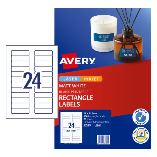 Permanent Multi-purpose Labels 959032 Content: 600 Labels / 25 Sheets