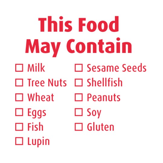 'This Food May Contain' Allergy Advisory Label 937379