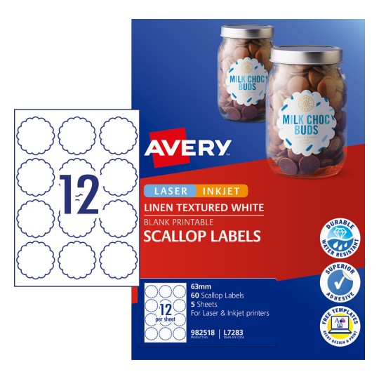 Scallop Labels 982518 Content: 60 Labels / 5 Sheets