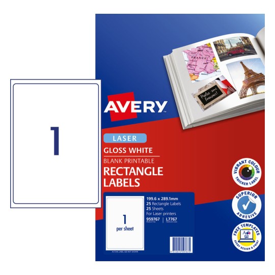 Glossy Photo Quality Multi-Purpose Labels 959767 Content: 25 Labels / 25 Sheets