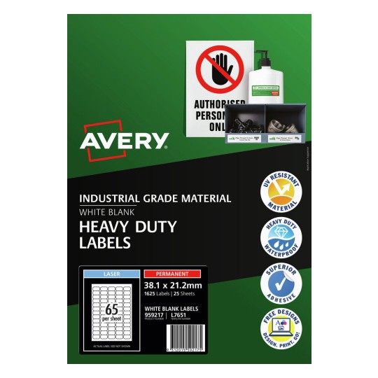 White Heavy Duty Labels 959217