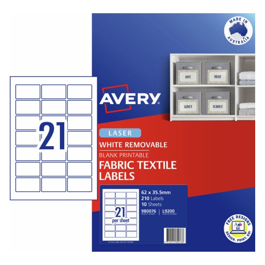 Fabric Textile Labels 980076 Content: 210 Labels / 10 Sheets