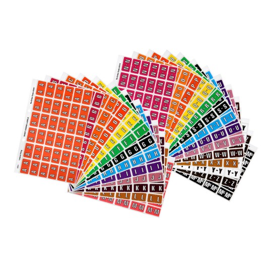 Lateral File Colour Coding Side Tab Label, A-Z Starter Kit 43381