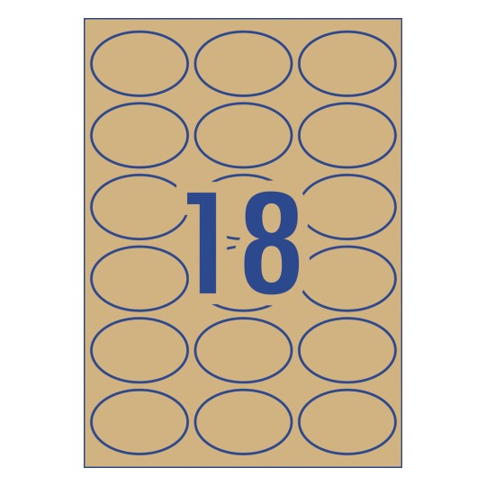 Kraft Brown Oval Labels 980018 63.5 x 42.3 mm