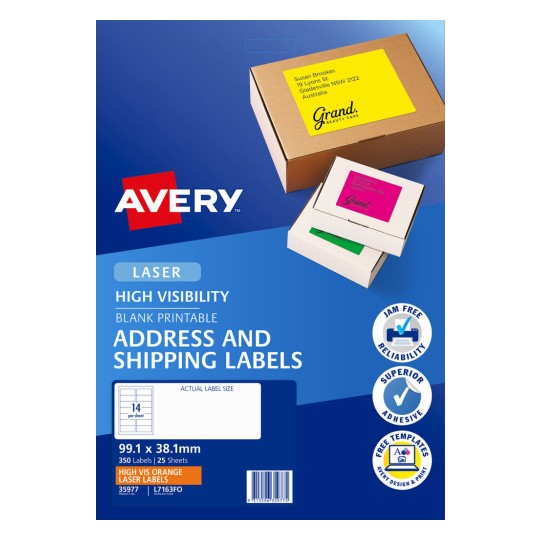 Fluoro Orange High Visibility Shipping Labels 35977