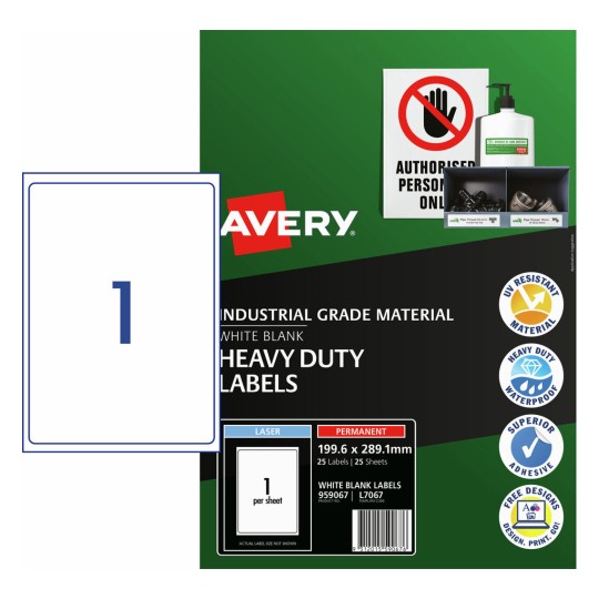 White Heavy Duty Labels 959067 Content: 25 Labels / 25 Sheets