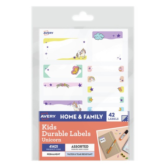 Avery Kids Durable Labels "Unicorn" 41421
