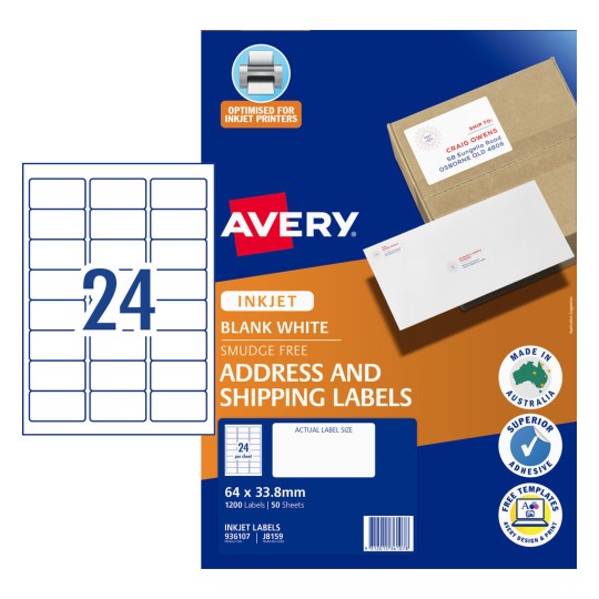 Quick Peel Address Labels with Sure Feed 936107 Content: 1200 Labels / 50 Sheets