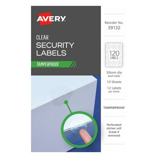 Avery Clear Security Labels, 30mm 39132