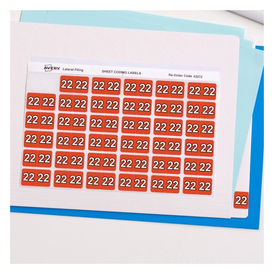 Side Tab Year ‘22 Label 25x38mm Dark Orange (180/ pack) | 43372 | Avery Australia