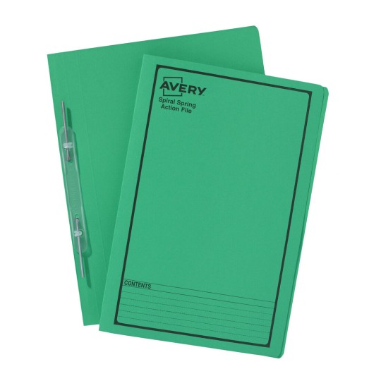 Green Spiral Spring Action File with Black Print 85304