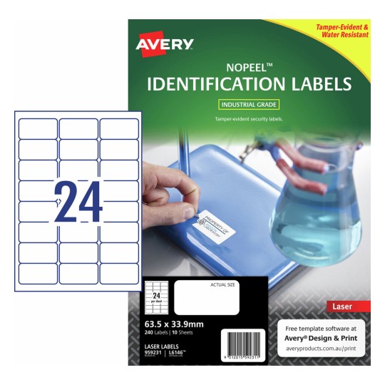 NoPeel Labels 959231 Content: 240 Labels / 10 Sheets