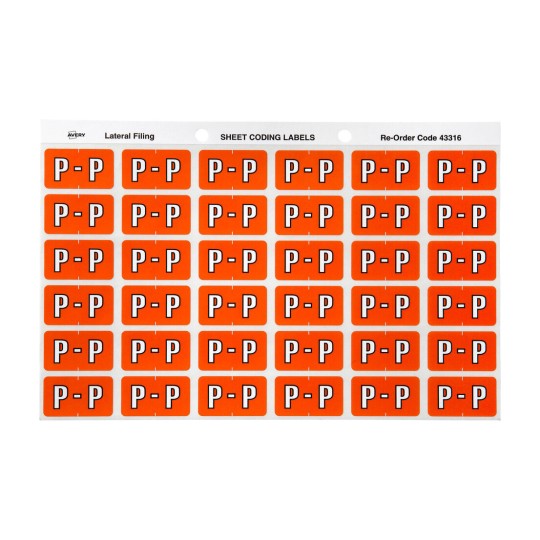 P Side Tab Colour Coding Labels 43316