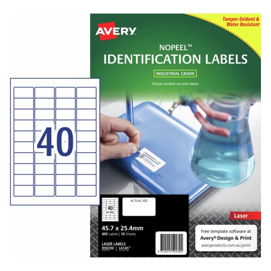 NoPeel Labels 959230 Content: 400 Labels / 10 Sheets