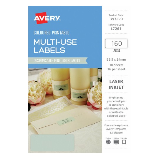 Mint Green Coloured Labels 393220