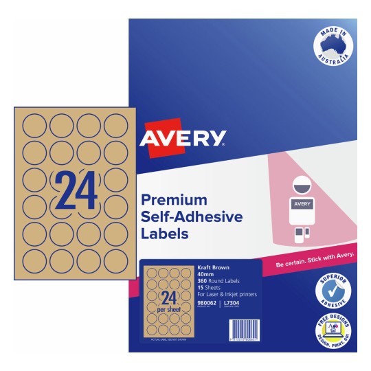 Kraft Brown Round Labels 980062 Content: 360 Labels / 15 Sheets