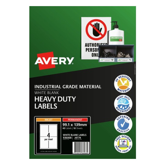 White Heavy Duty Labels 936068