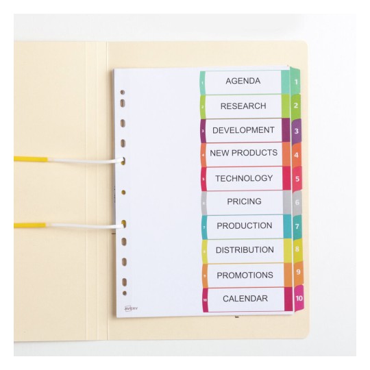 Customisable Table of Contents Dividers, 1-10 Tabs, Landscape ...
